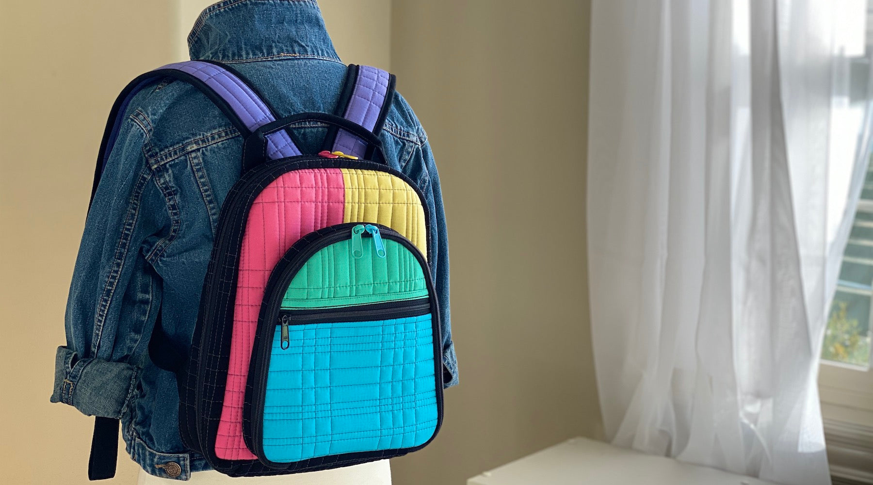 Colour block backpack sale