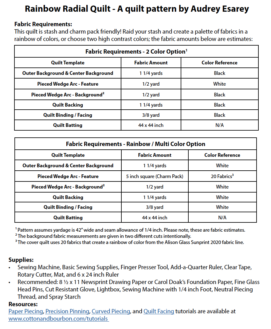 Rainbow Radial Quilt Pattern by Cotton and Bourbon - Sewfinity.com