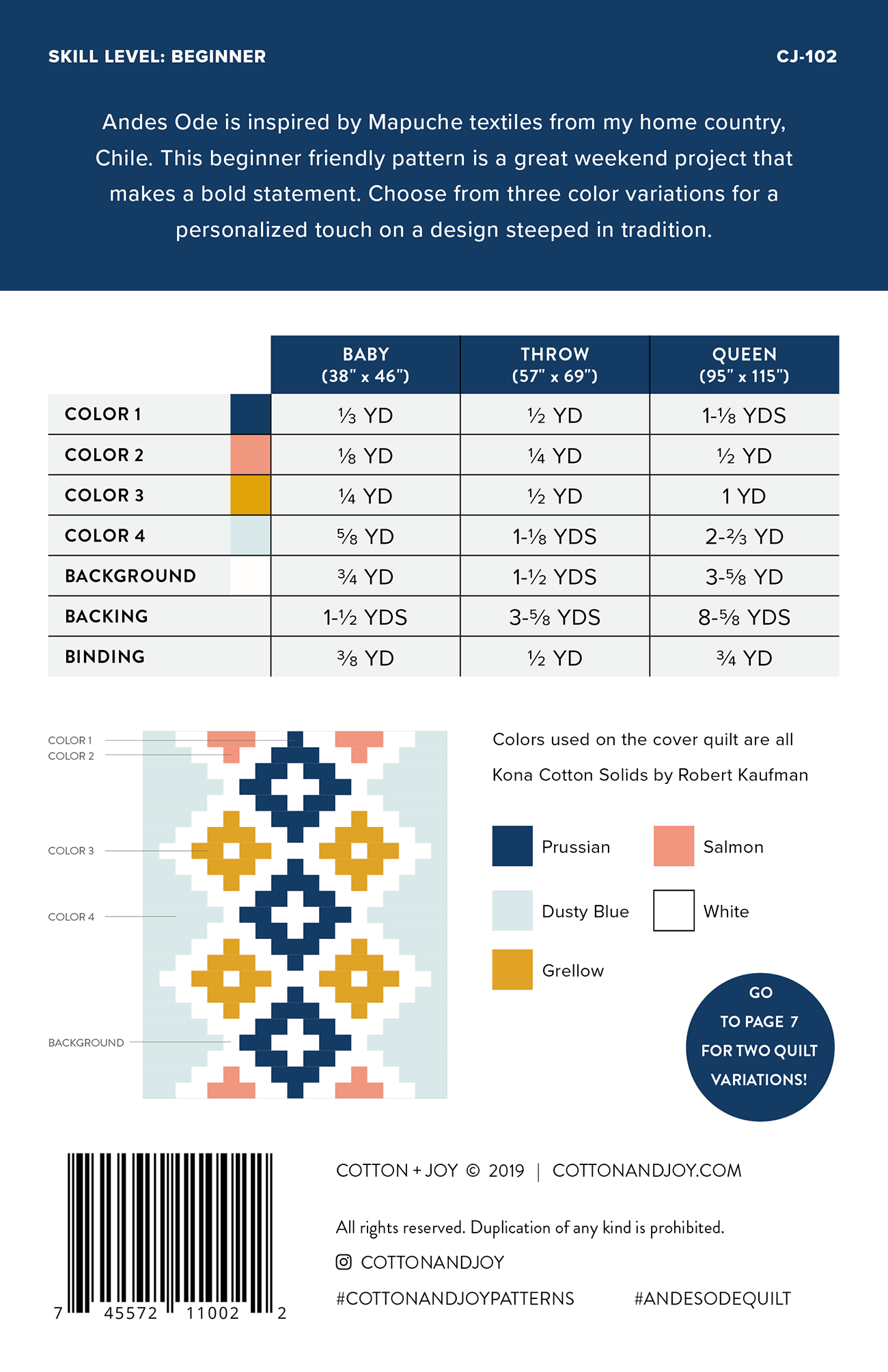 Andes Ode Quilt Pattern by Cotton and Joy - Sewfinity.com