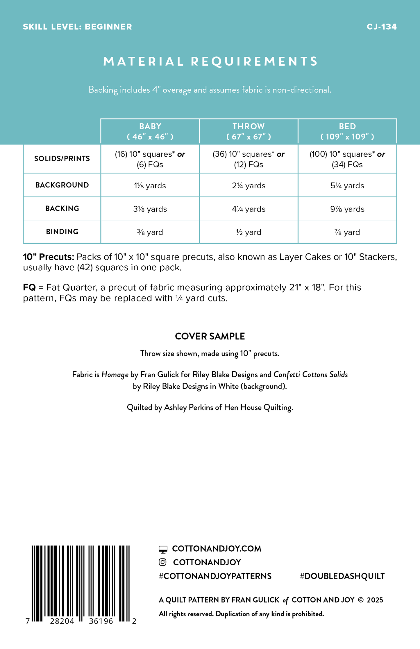 Double Dash Quilt Pattern by Cotton and Joy - Sewfinity.com