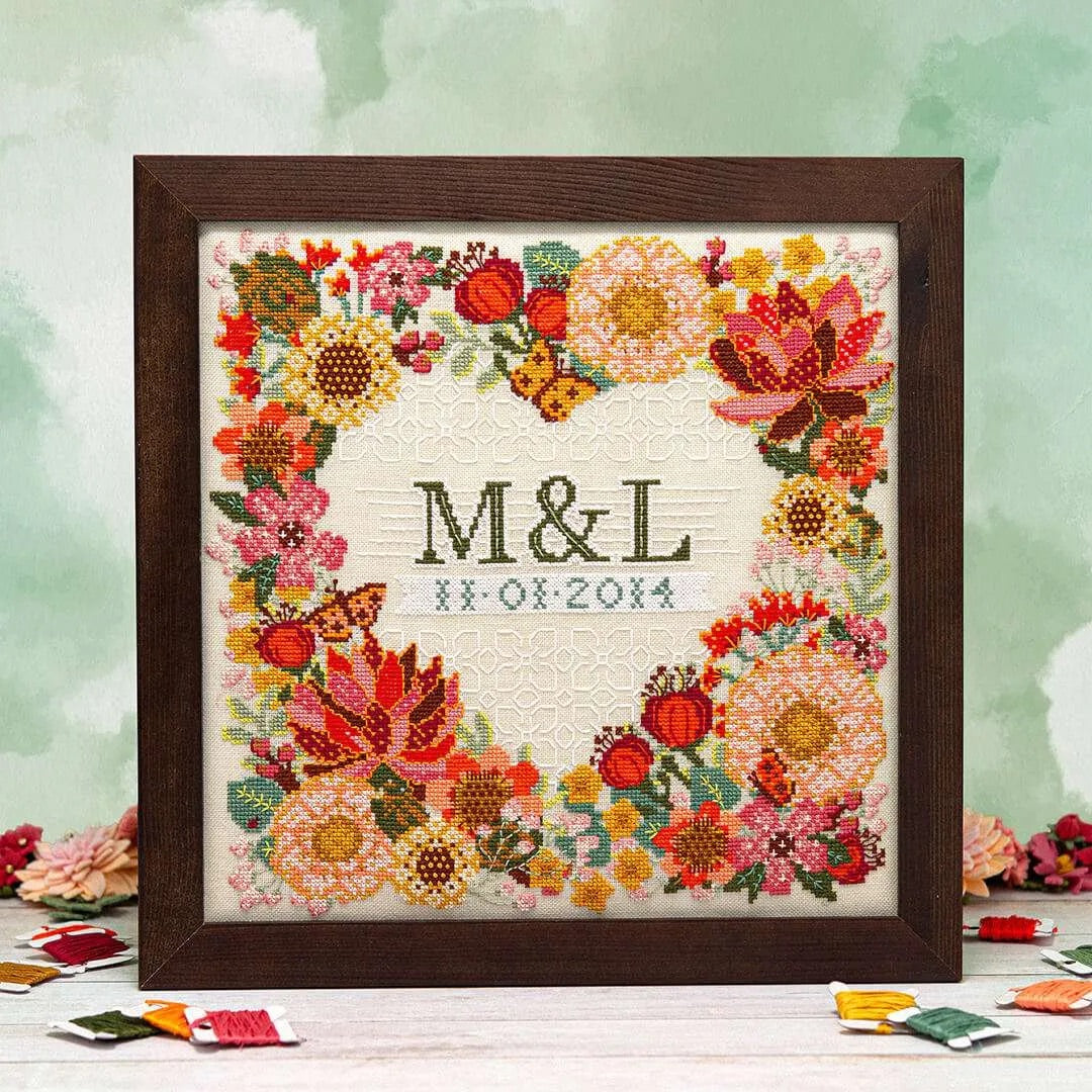 Modern Botanical Wedding Sampler Cross Stitch Kit - Sewfinity.com