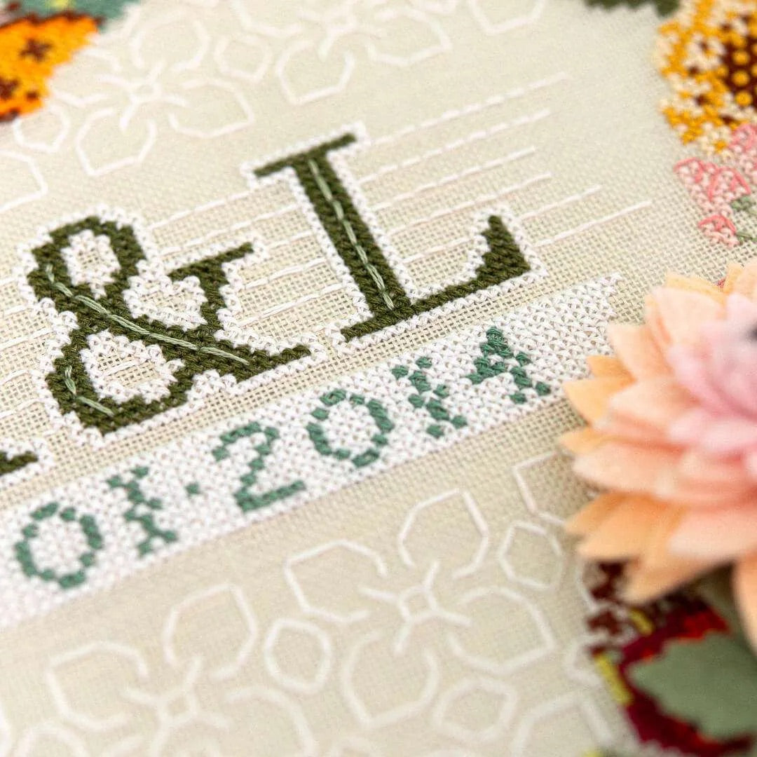 Modern Botanical Wedding Sampler Cross Stitch Pattern by Counting Puddles - Sewfinity.com