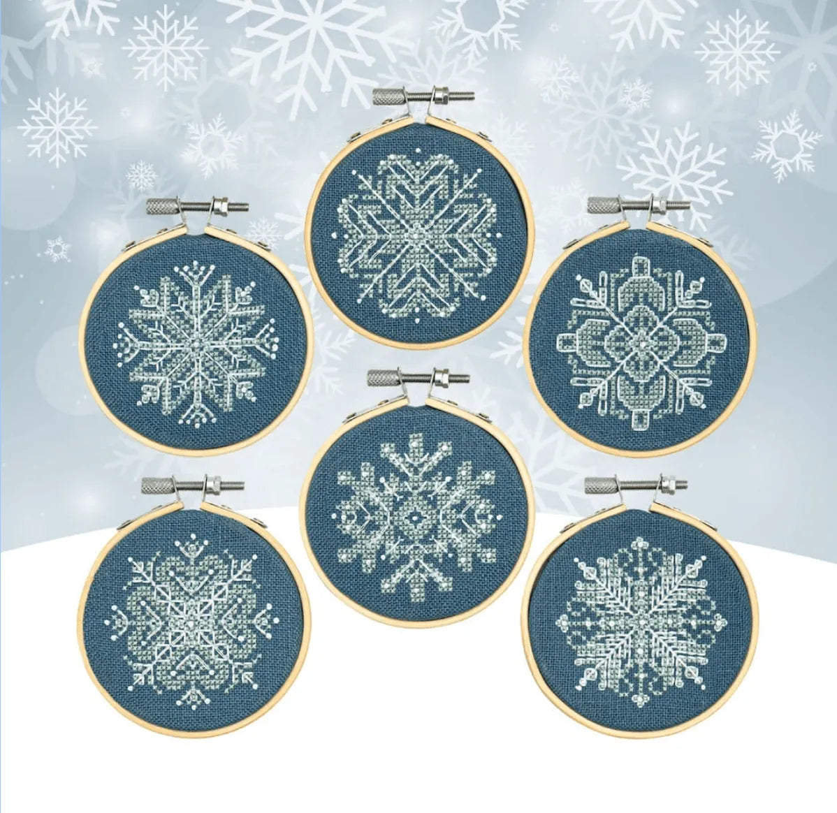 Mini Snowflake Ornaments Cross Stitch Pattern by Counting Puddles - Sewfinity.com