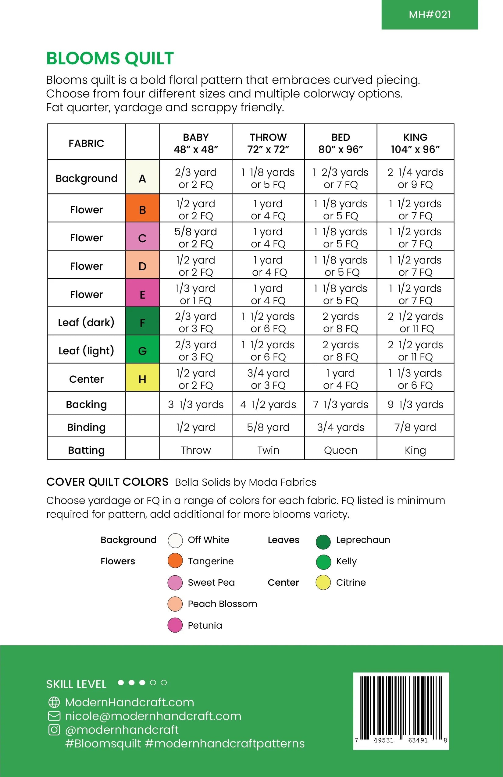 Blooms Quilt Pattern by Modern Handcraft - Sewfinity.com