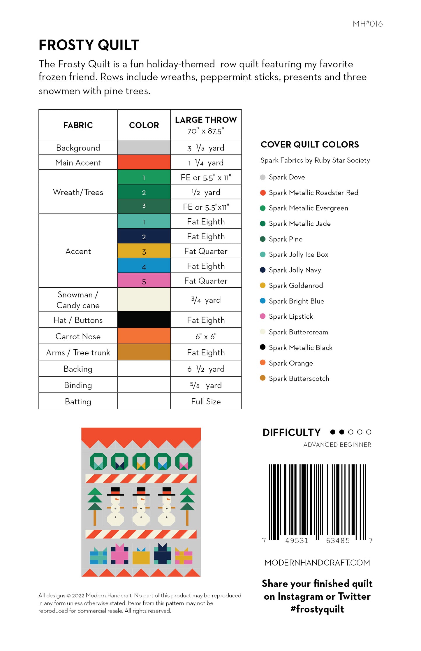 Frosty Quilt Pattern by Modern Handcraft - Sewfinity.com