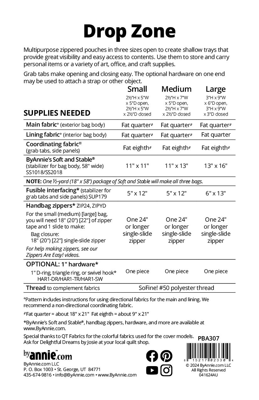 Drop Zone Sewing Pattern - byAnnie - Sewfinity.com