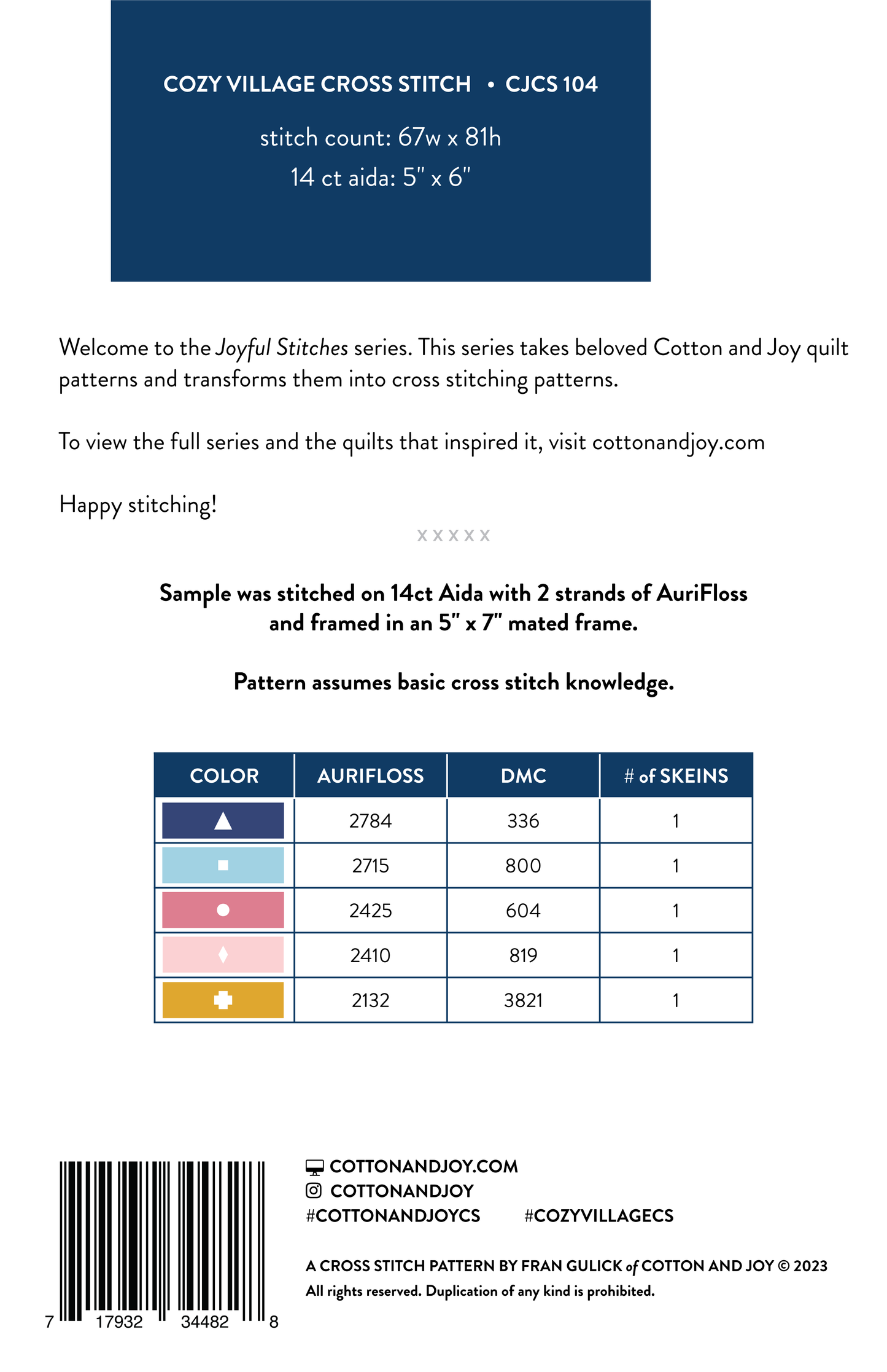 Cozy Village Cross Stitch Pattern by Cotton and Joy - Sewfinity.com