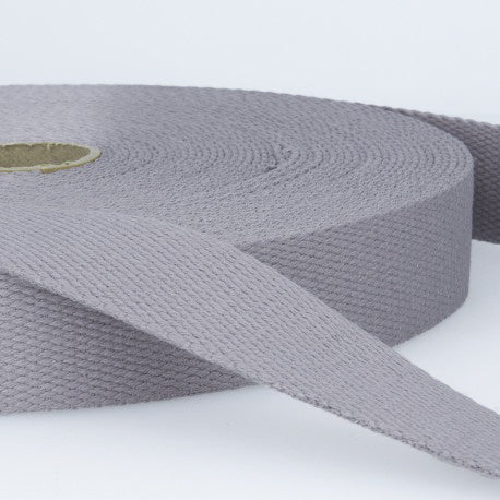 Cotton Webbing - 1 in - Medium Grey