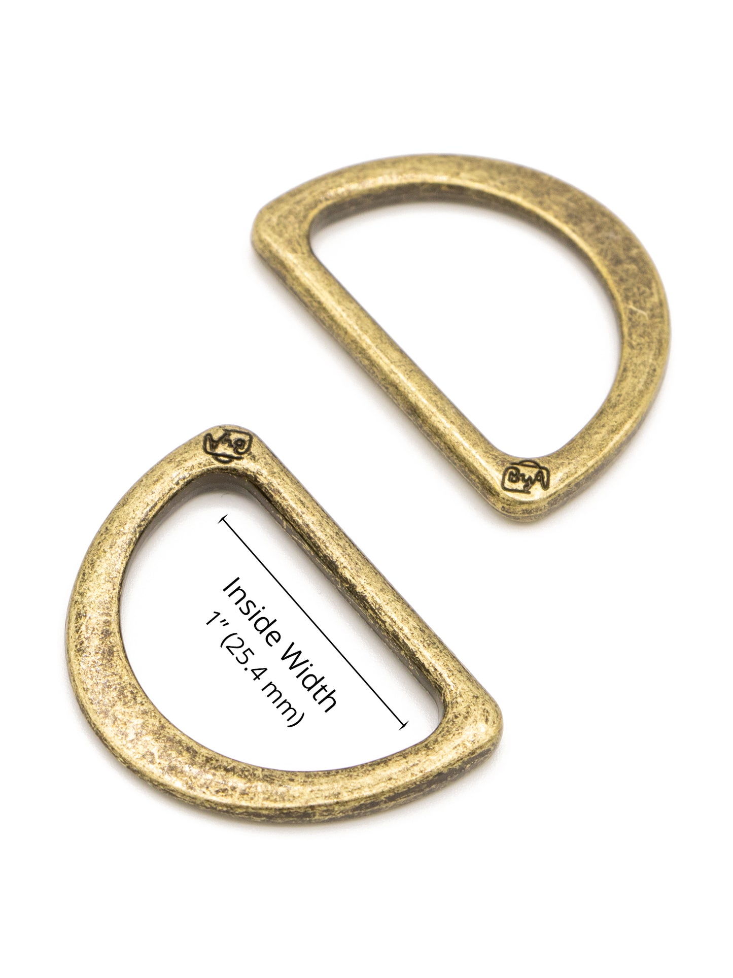 D Ring - Flat - 1 in - Antique Brass - set of 2