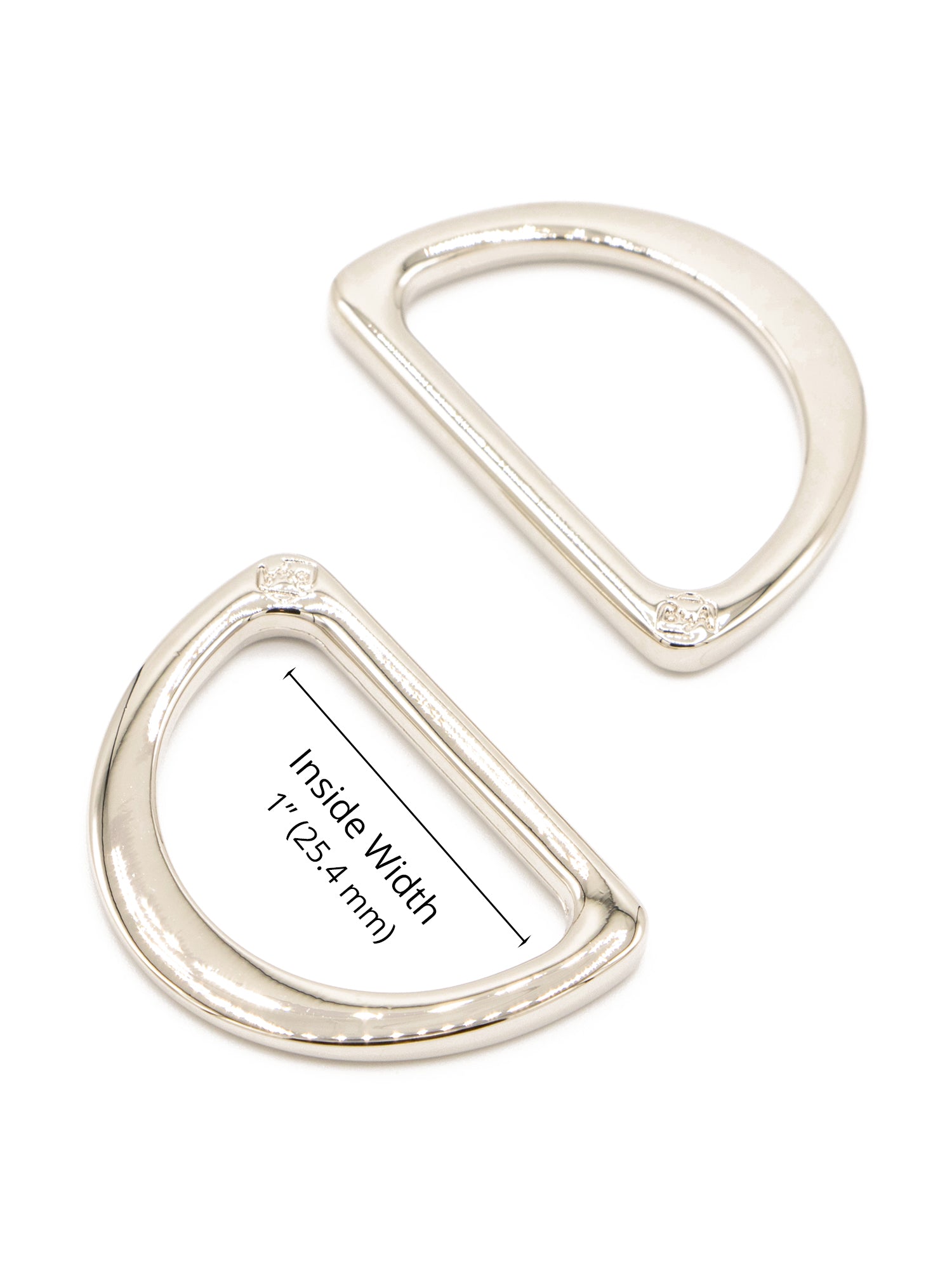 D Ring - Flat - 1 in - Nickel - set of 2