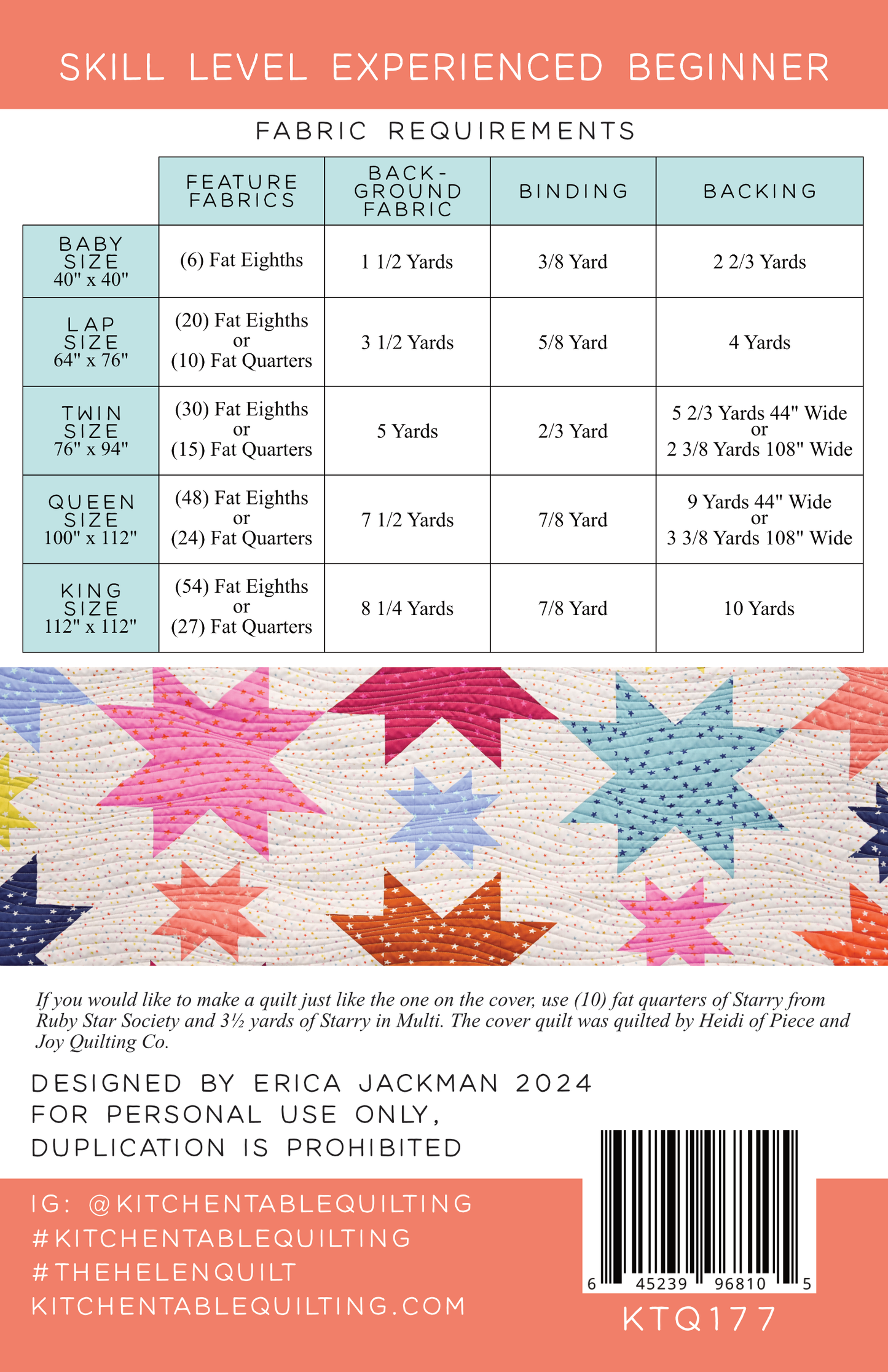 The Helen Quilt Pattern by Kitchen Table Quilting - Sewfinity.com