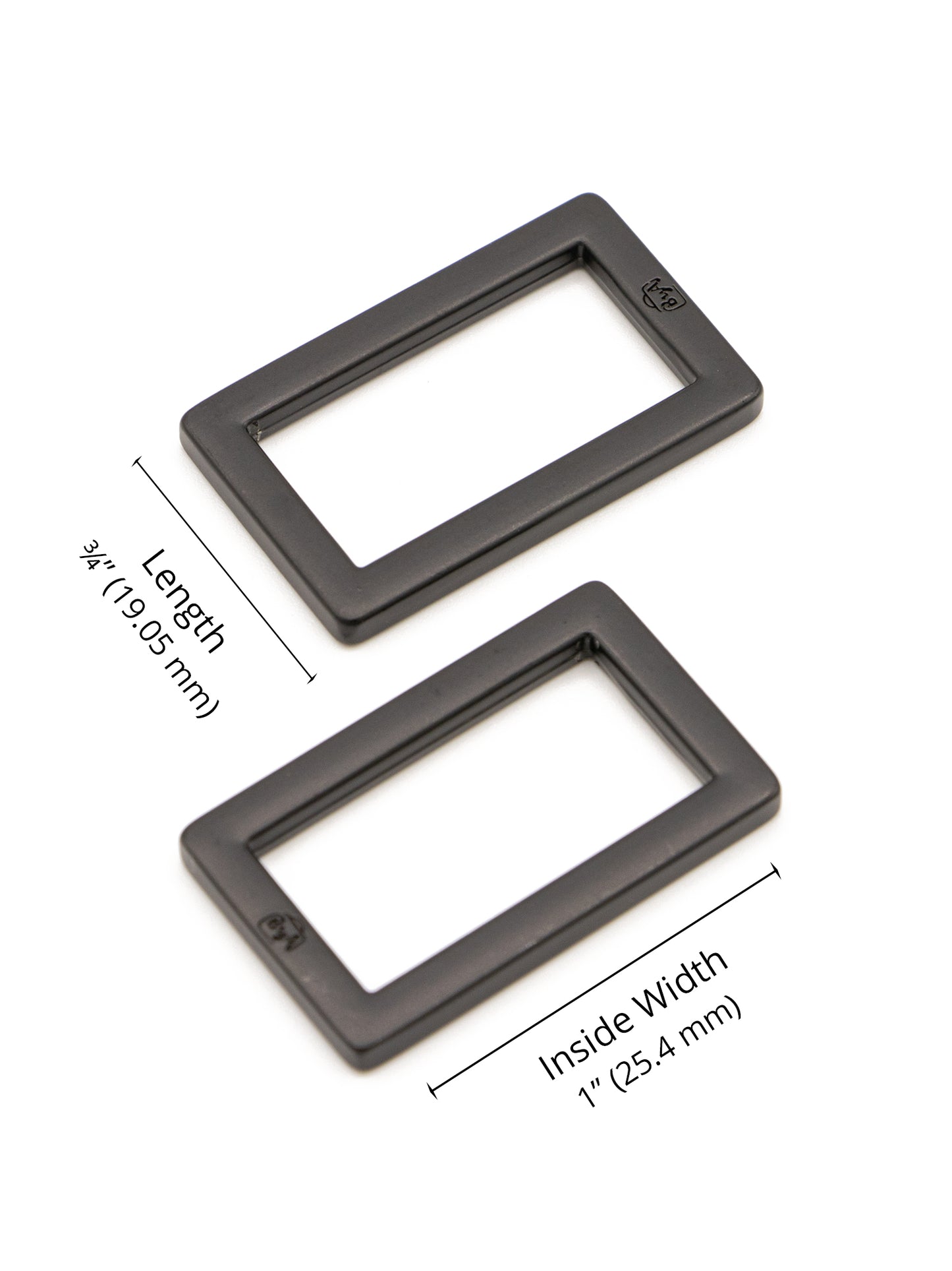 Rectangle Ring - Flat - 1 in - Black Metal - set of 2 - Sewfinity.com