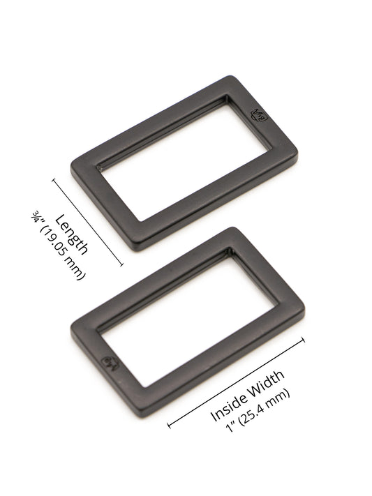 Rectangle Ring - Flat - 1 in - Black Metal - set of 2 - Sewfinity.com