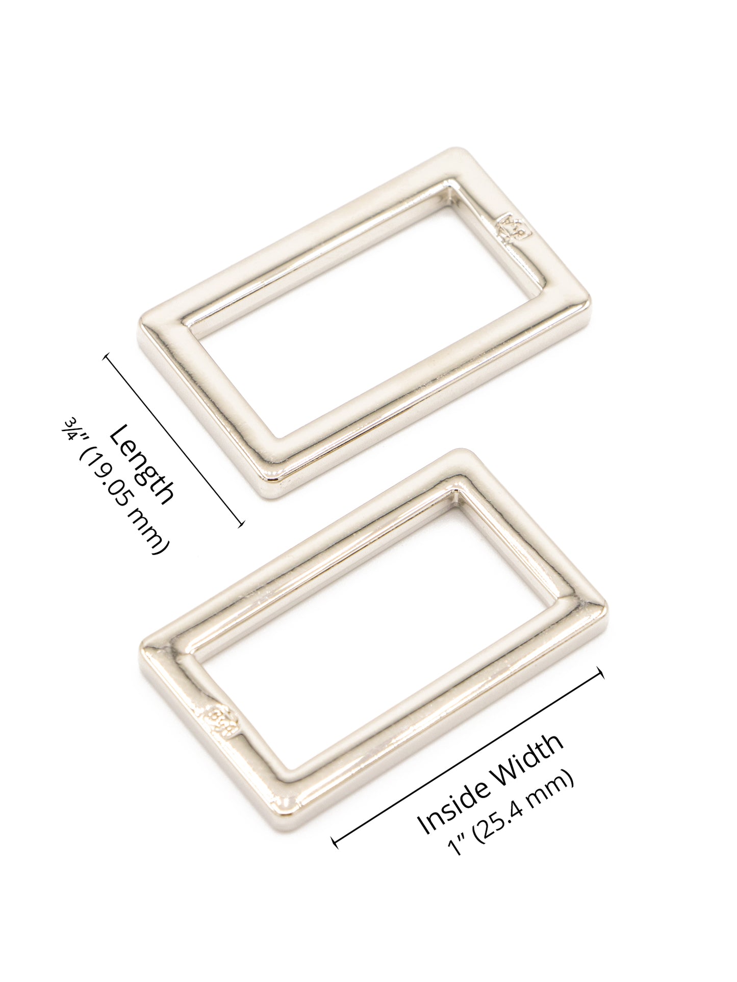 Rectangle Ring - Flat - 1 in - Nickel - set of 2