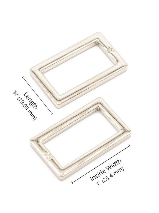 Rectangle Ring - Flat - 1 in - Nickel - set of 2