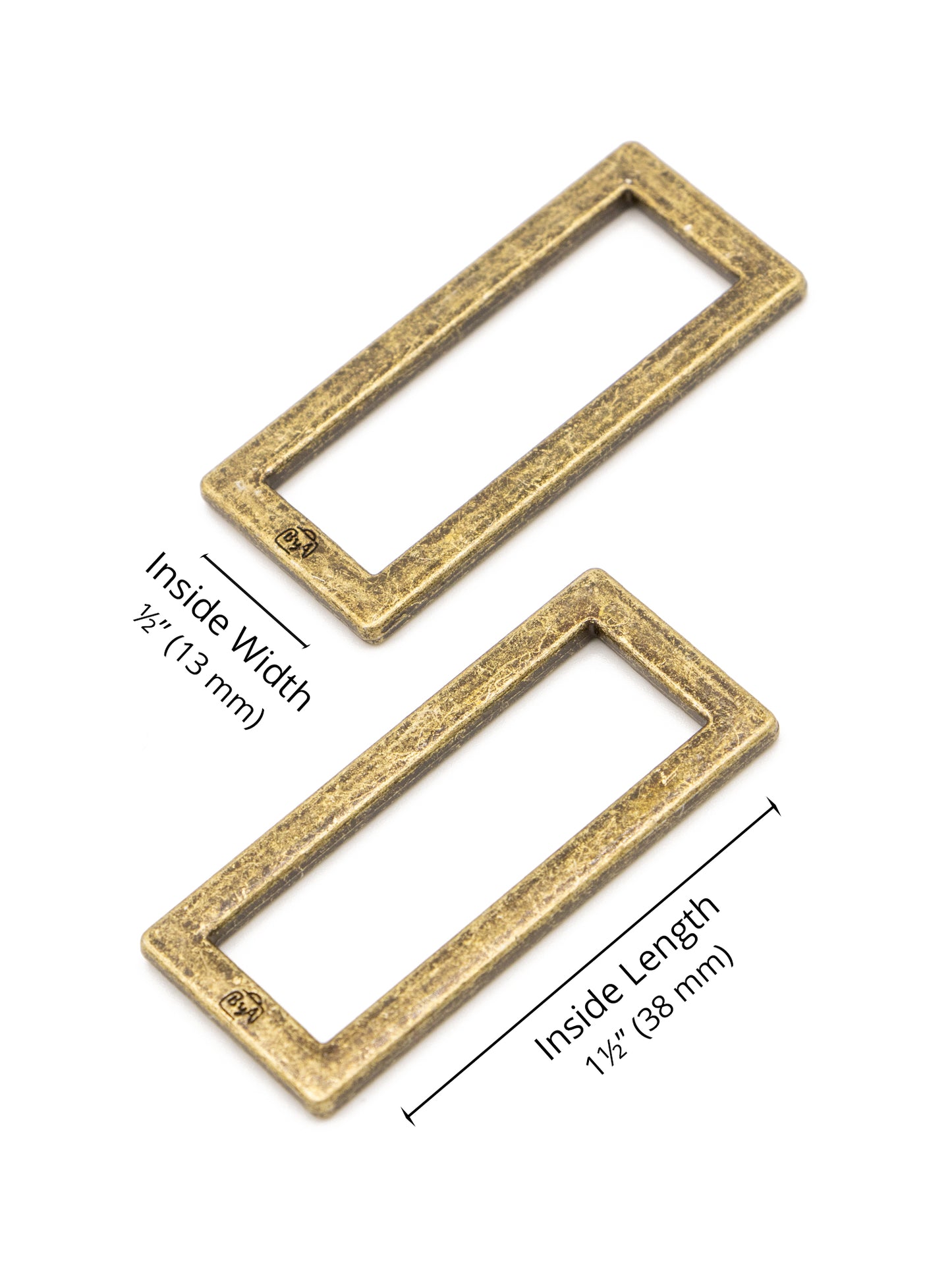 Rectangle Ring - Flat - 1.5 in - Antique Brass - set of 2