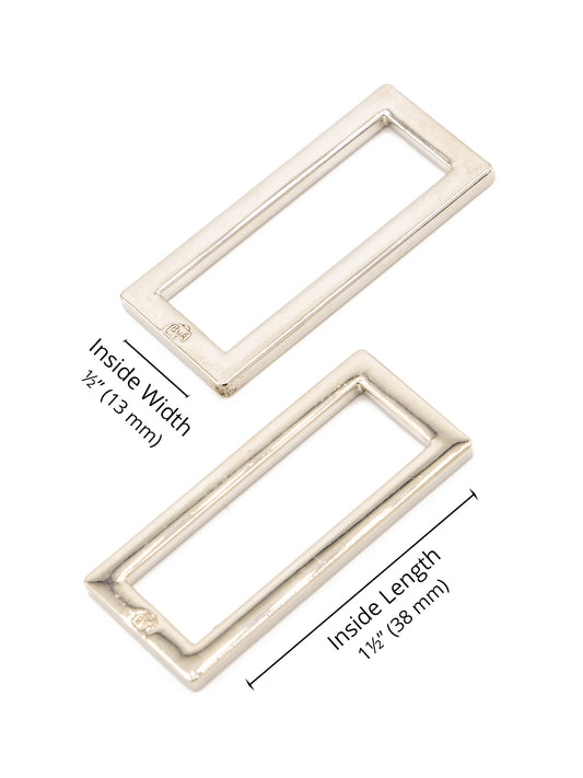 Rectangle Ring - Flat - 1.5 in - Nickel - set of 2