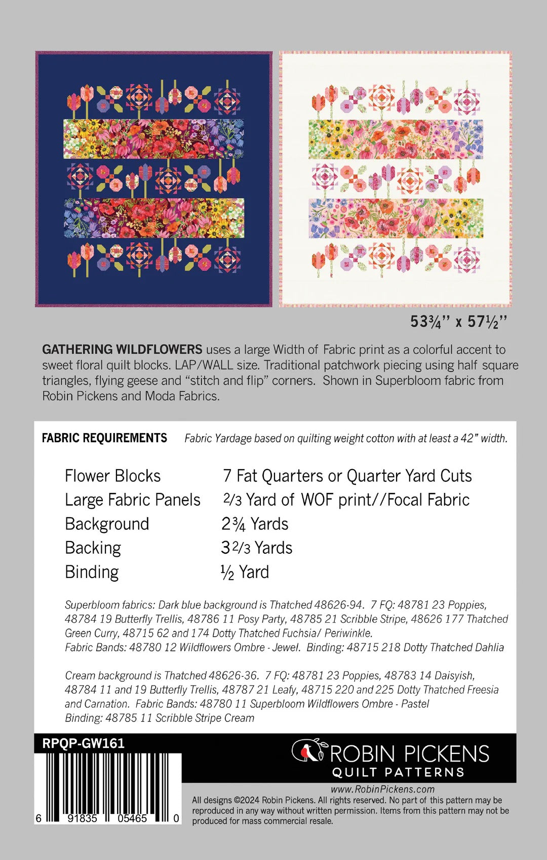 Gathering Wildflowers Quilt Pattern by Robin Pickens - Sewfinity.com