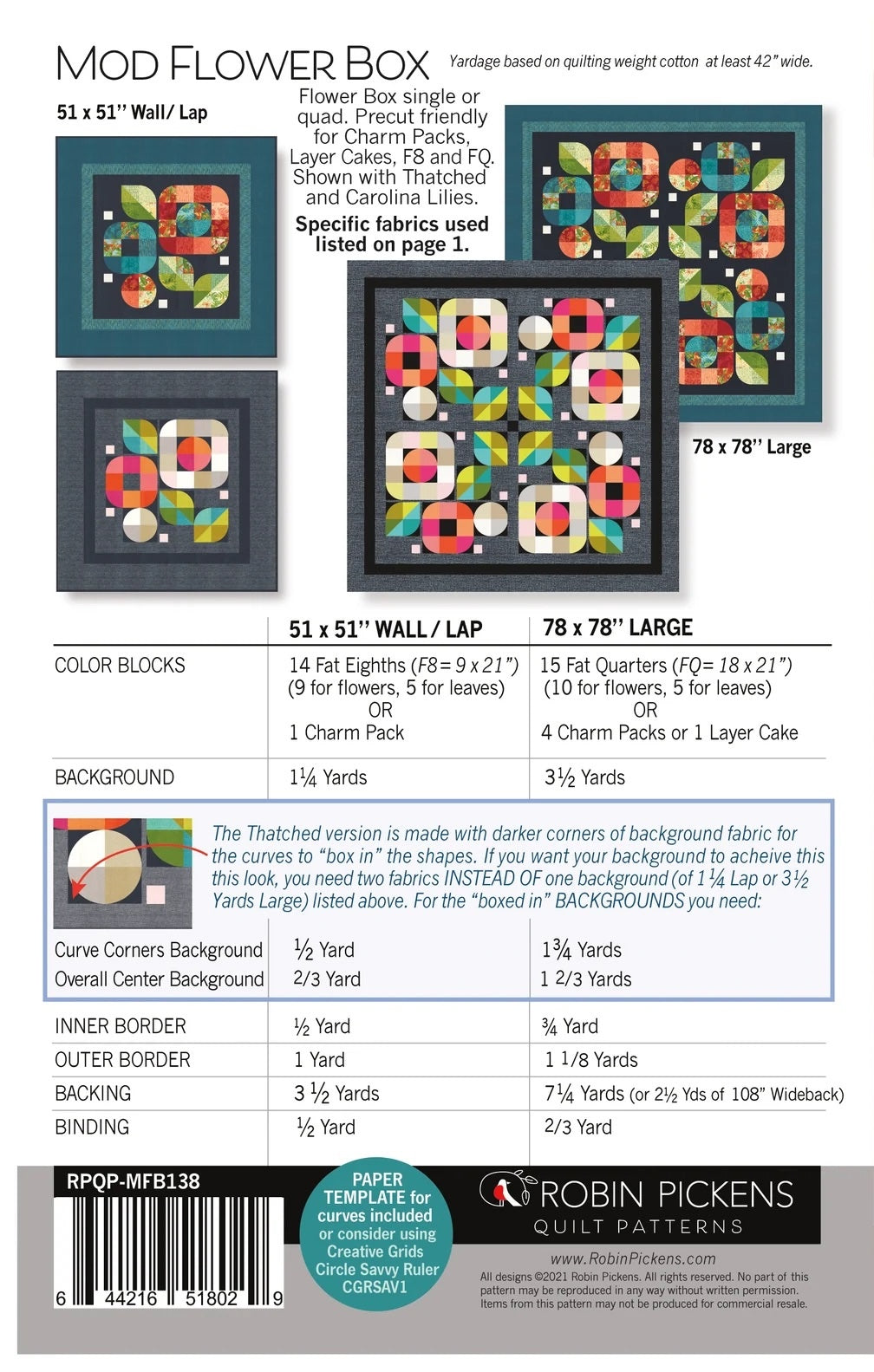 Mod Flower Box Quilt Pattern by Robin Pickens - Sewfinity.com