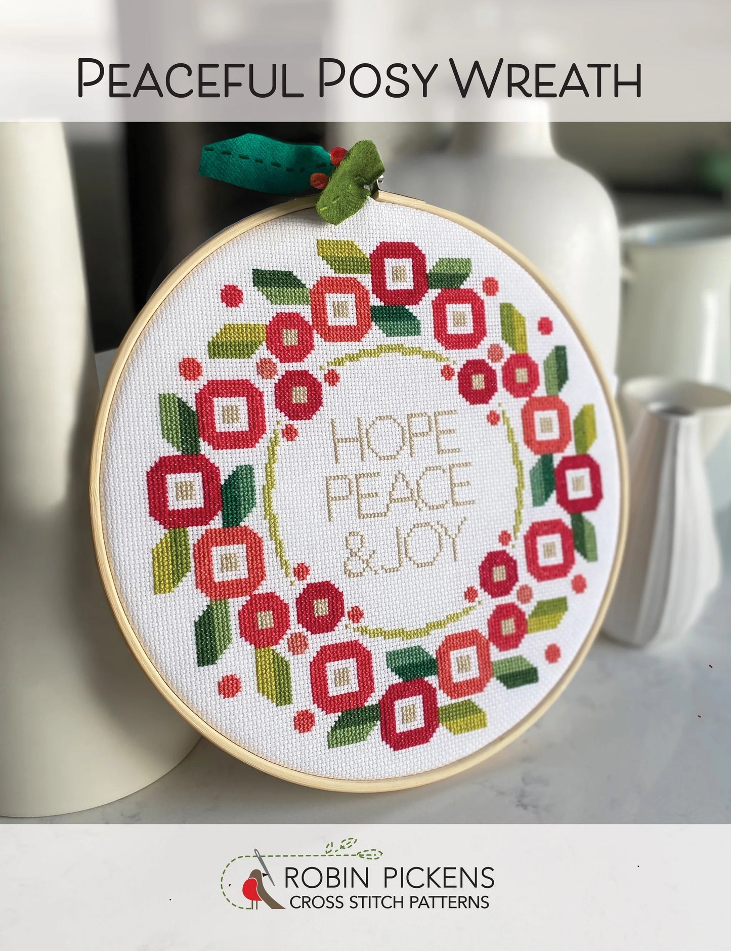 Peaceful Posy Wreath Cross Stitch Pattern by Robin Pickens - Sewfinity.com