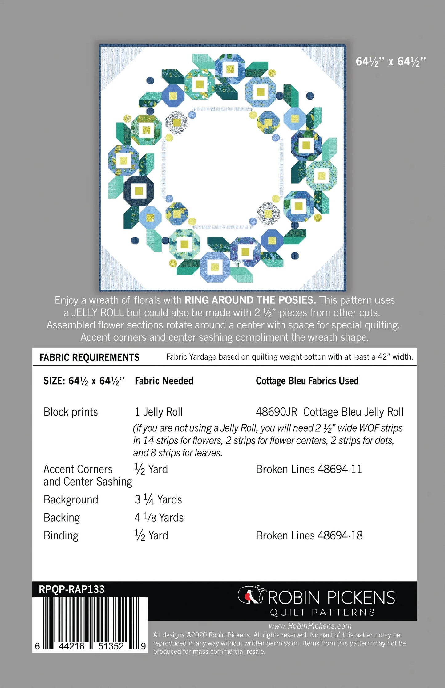 Ring Around The Posies Quilt Pattern by Robin Pickens - Sewfinity.com