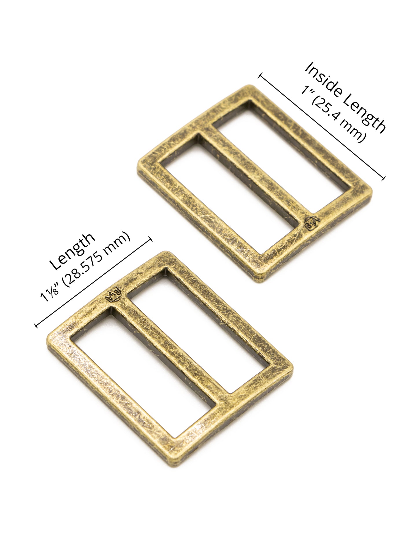 Slider - Widemouth - Flat - 1 in - Antique Brass - set of 2