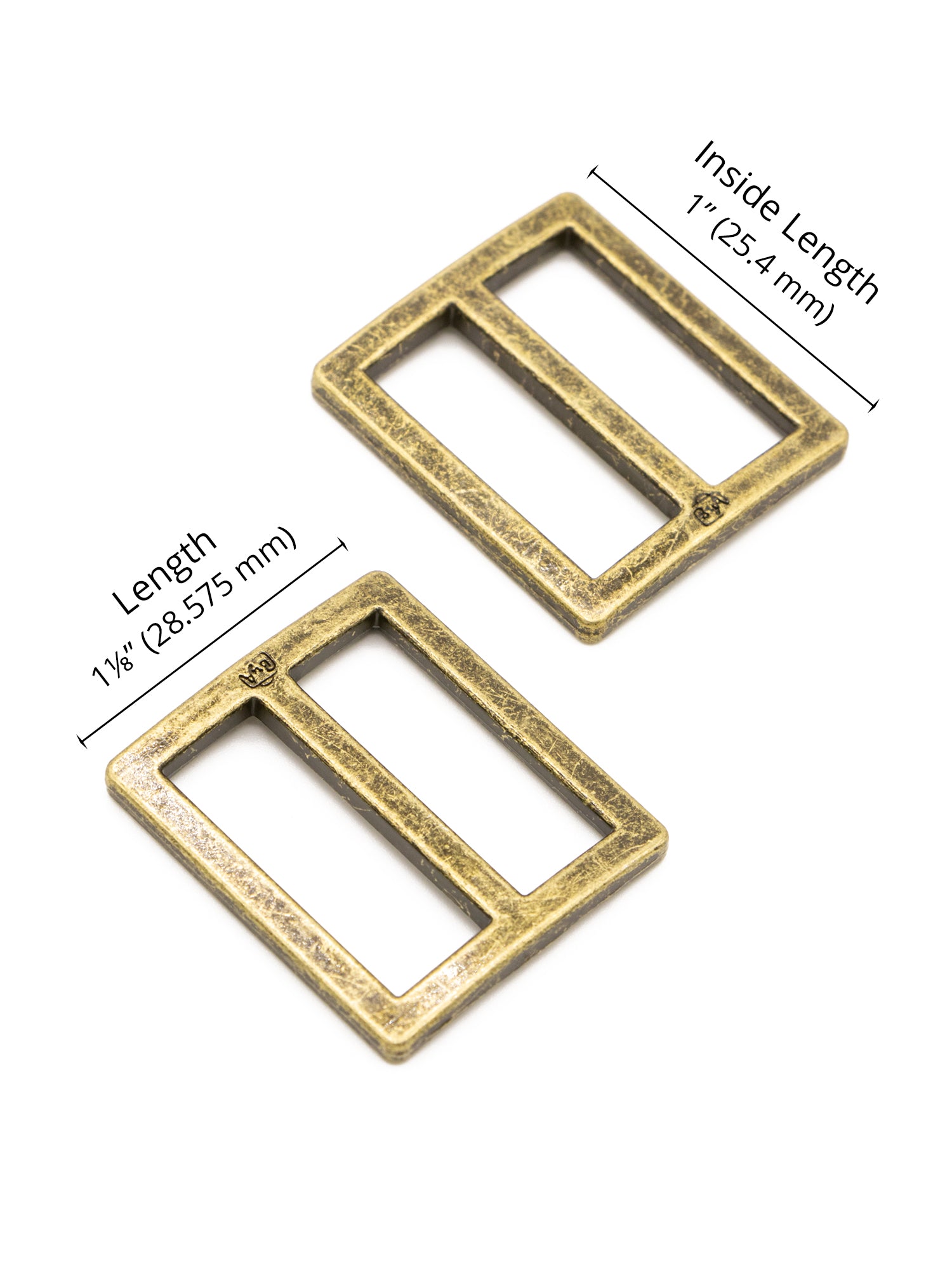 Slider - Widemouth - Flat - 1 in - Antique Brass - set of 2