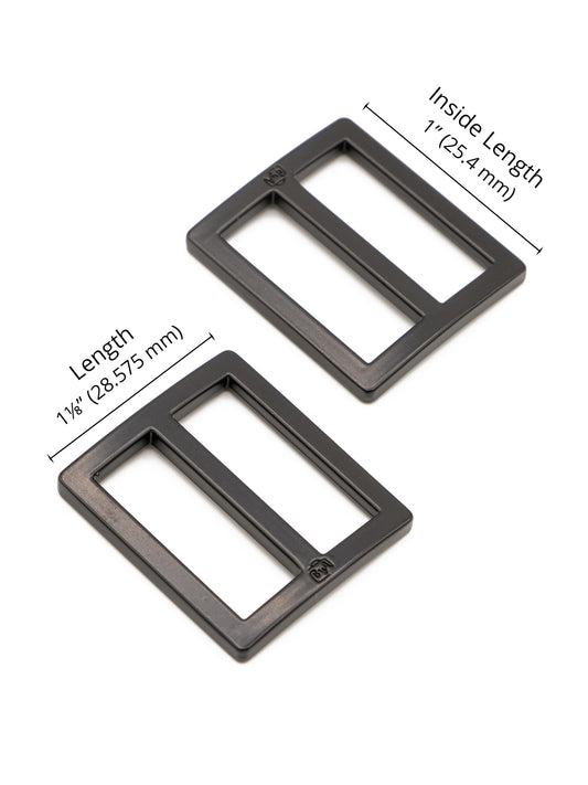 Slider - Widemouth - Flat - 1 in - Black Metal - set of 2 - Sewfinity.com