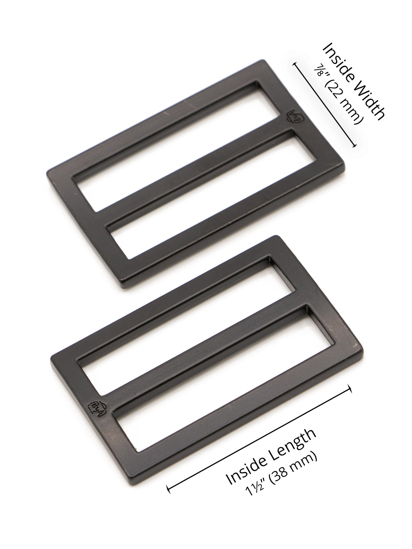 Slider - Widemouth - Flat - 1.5 in - Black Metal - set of 2 - Sewfinity.com