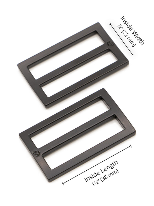Slider - Widemouth - Flat - 1.5 in - Black Metal - set of 2 - Sewfinity.com