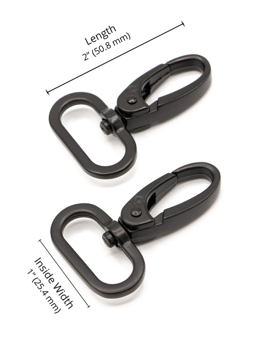 Swivel Snap Hook - 1 in - Black Metal - set of 2 - Sewfinity.com