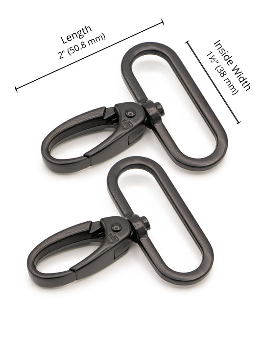 Swivel Snap Hook - 1.5 in - Black Metal - set of 2 - Sewfinity.com