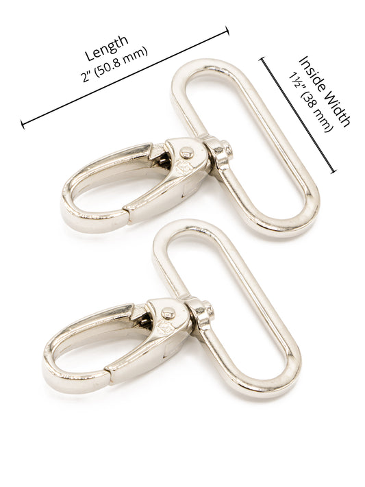 Swivel Snap Hook - 1.5 in - Nickel - set of 2