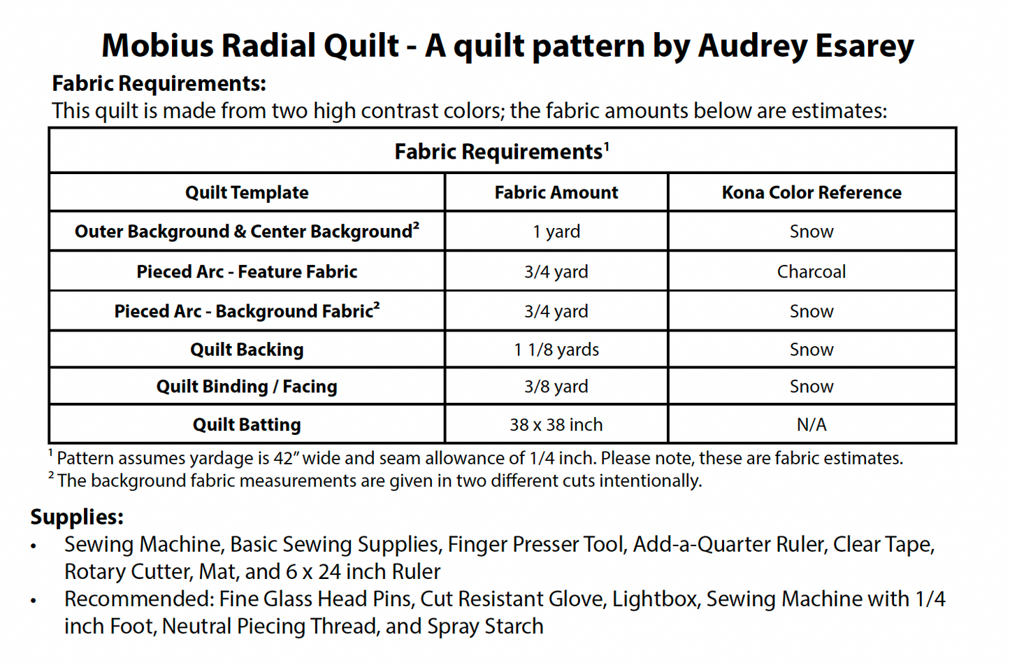 Mobius Radial Quilt Pattern by Cotton and Bourbon