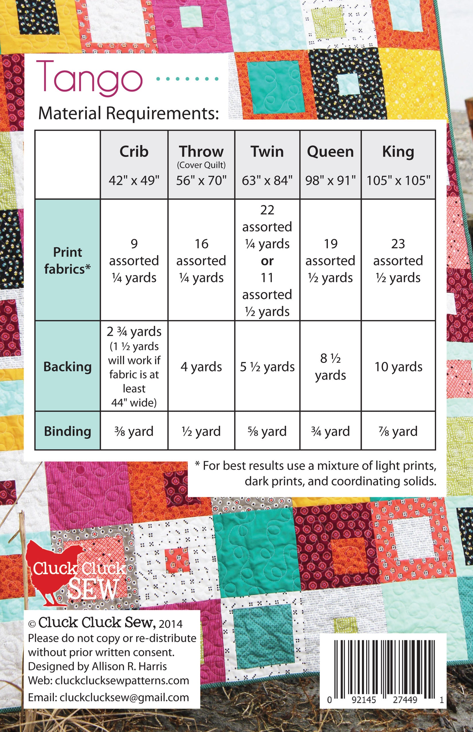 Tango Quilt Pattern by Cluck Cluck Sew