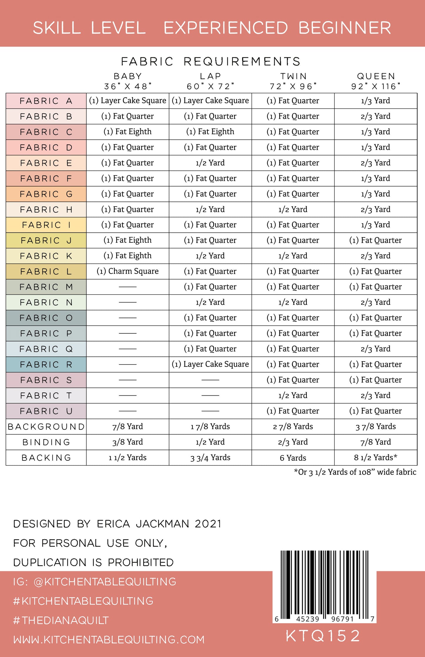 The Diana Quilt Pattern by Kitchen Table Quilting