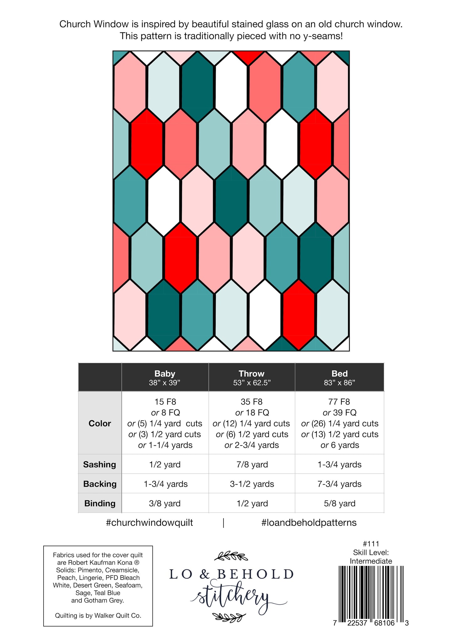 Church Window Quilt Pattern by Lo and Behold Stitchery