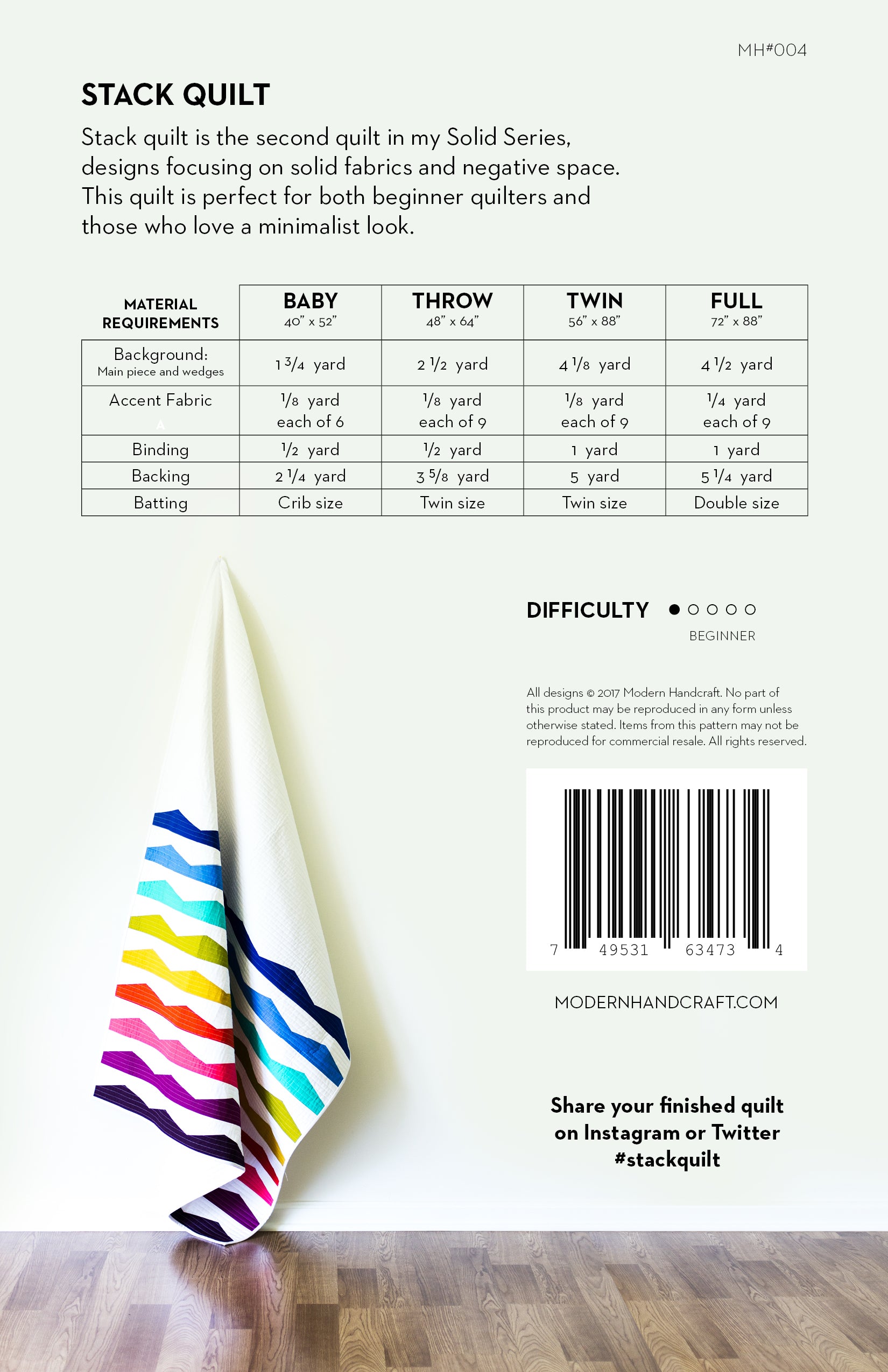 Stack Quilt Pattern by Modern Handcraft