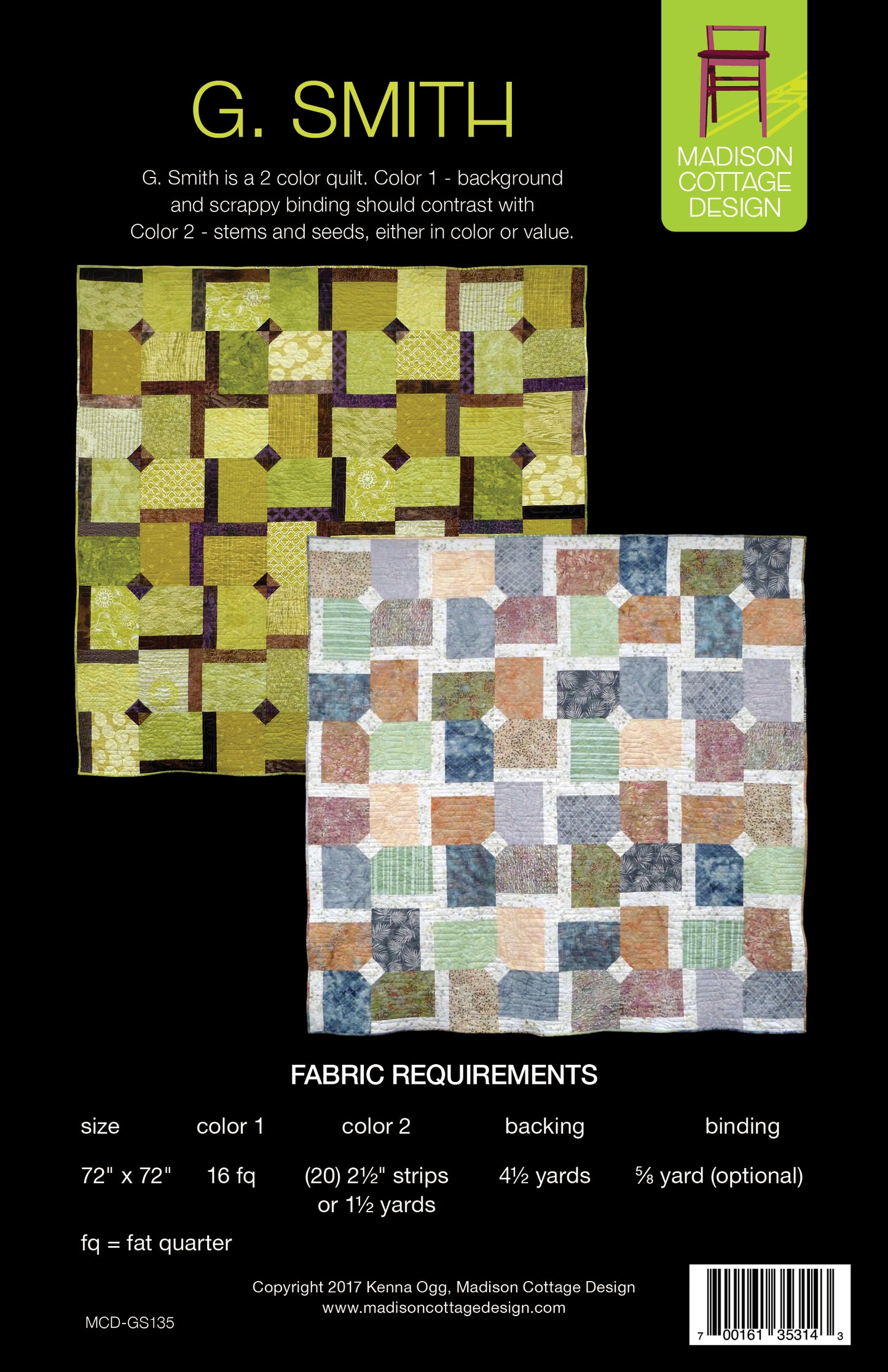 G Smith Quilt Pattern by Madison Cottage Design
