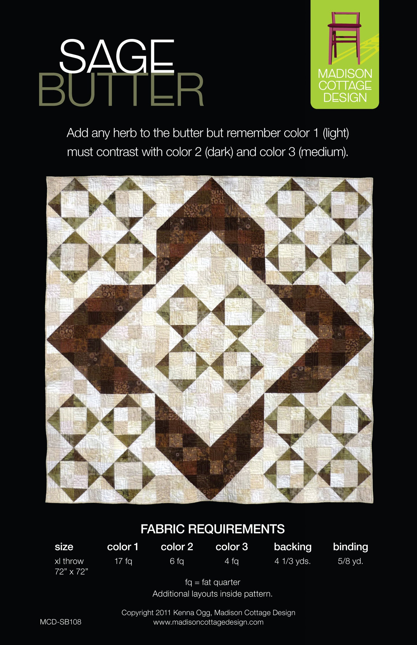 Sage Butter Quilt Pattern by Madison Cottage Design
