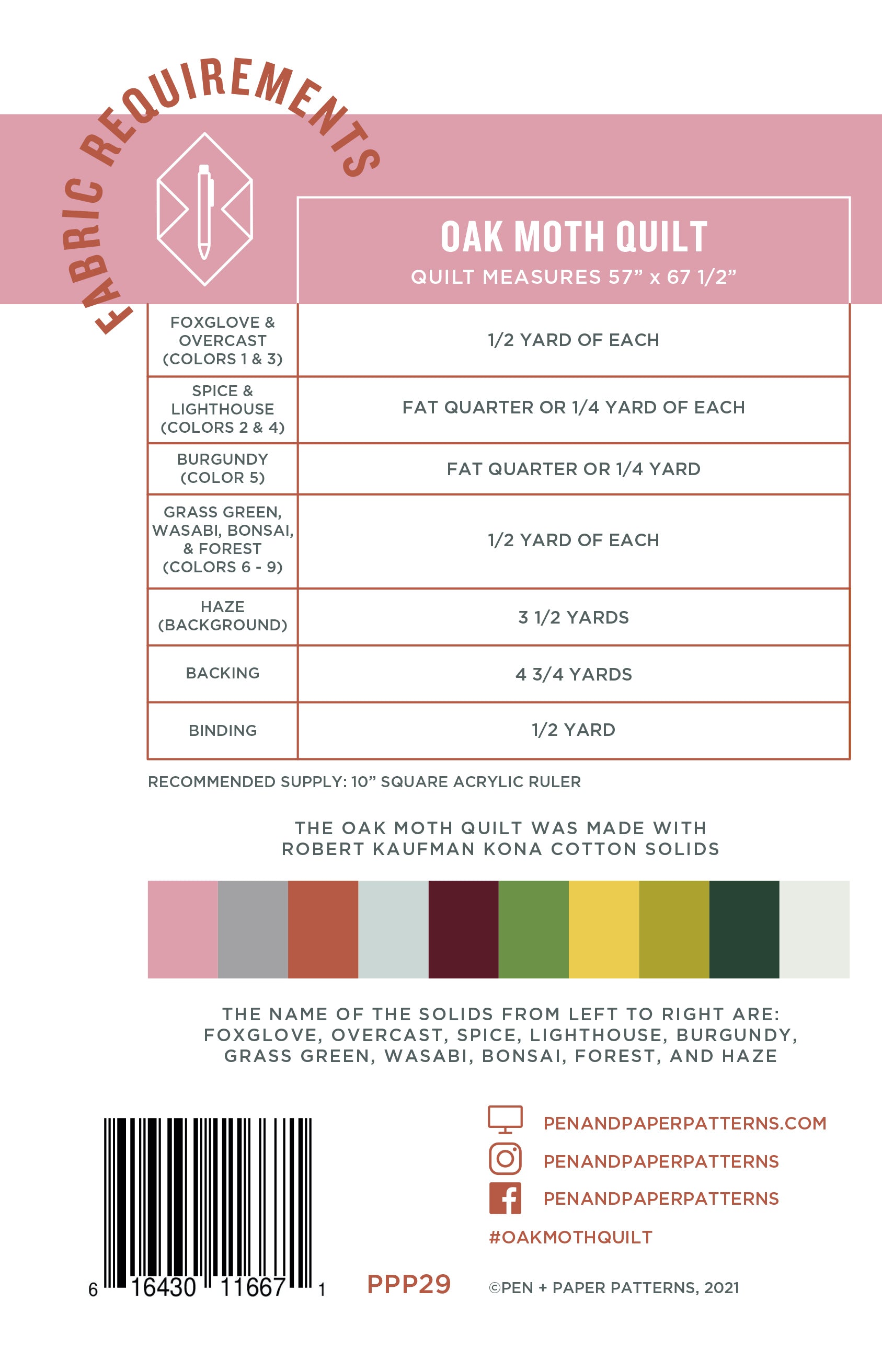 Oak Moth Quilt Pattern