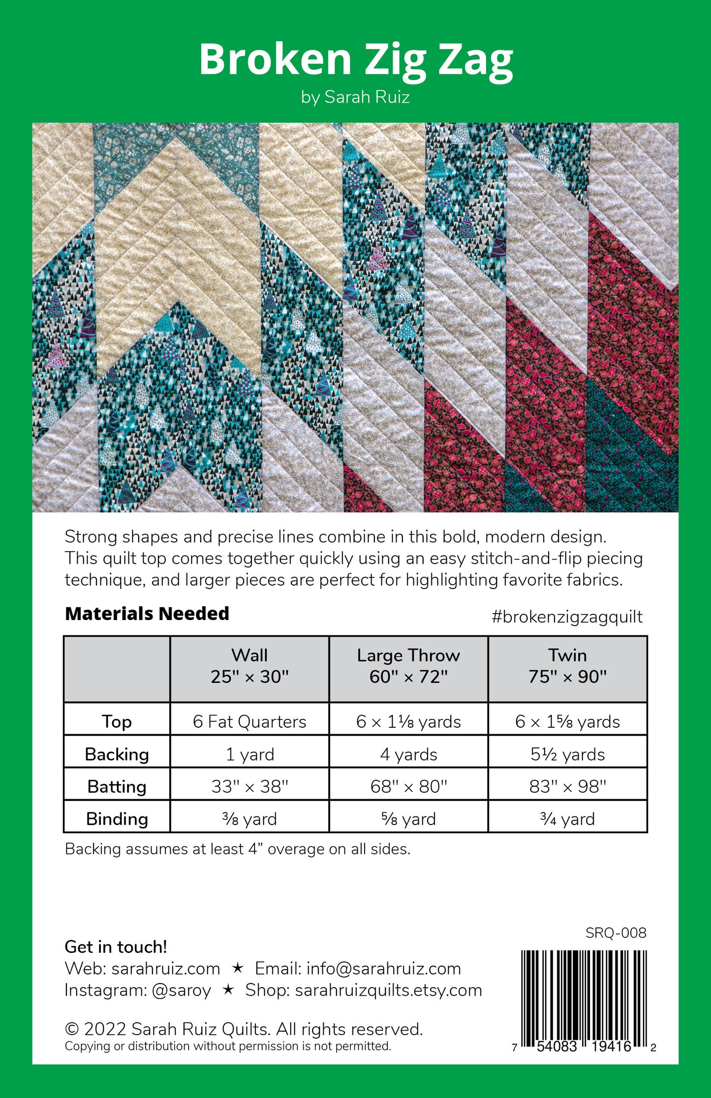 Broken Zig Zag Quilt Pattern by Sarah Ruiz Quilts