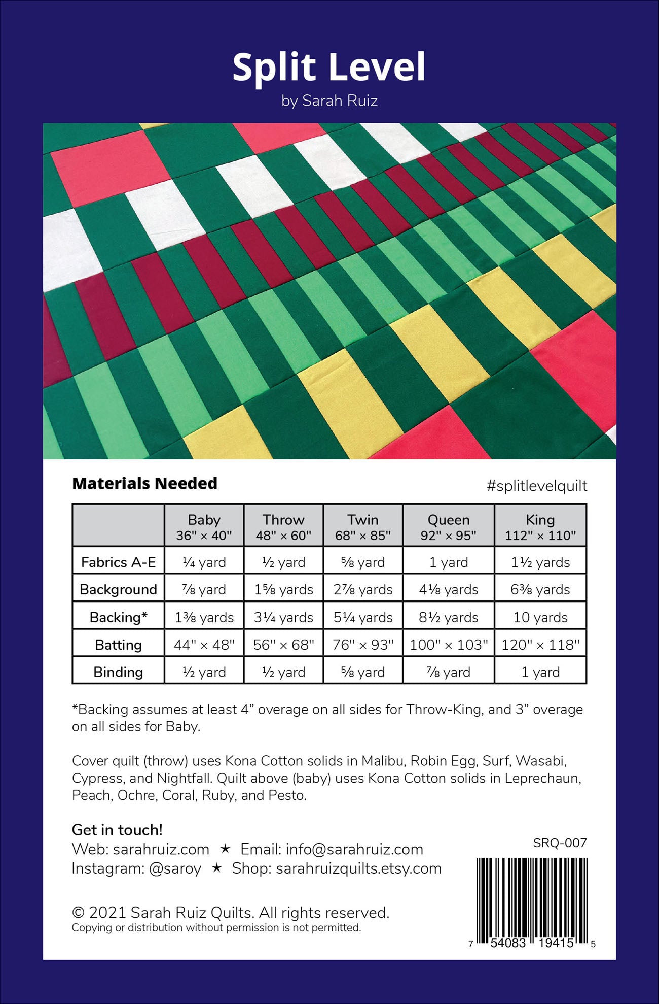 Split Level Quilt Pattern by Sarah Ruiz Quilts