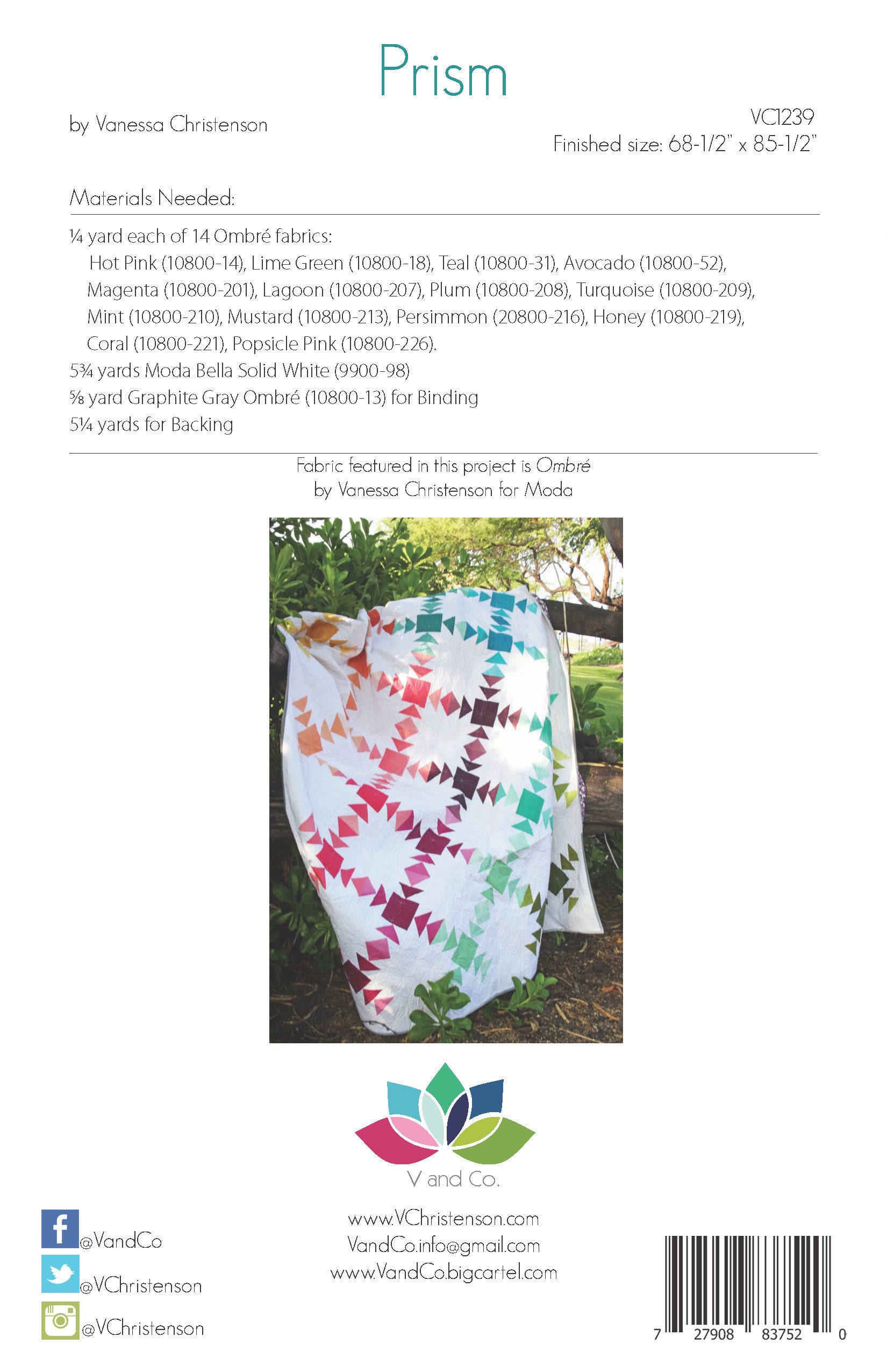 Prism Quilt Pattern by V and Co