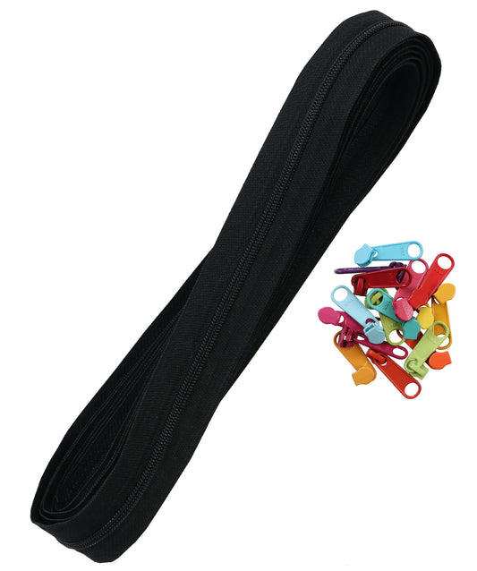 Zippers By The Yard - Black Multi
