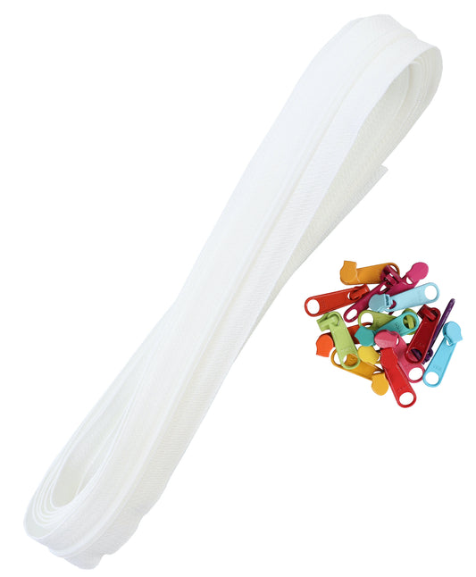 Zippers By The Yard - White Multi