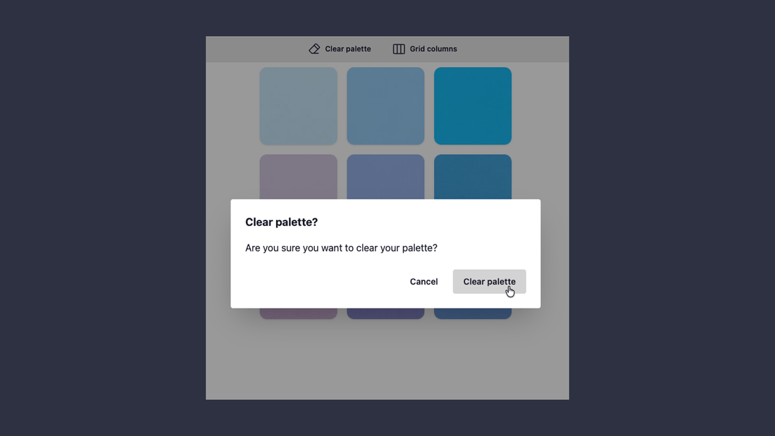 Palette Board: Clear palette confirmation