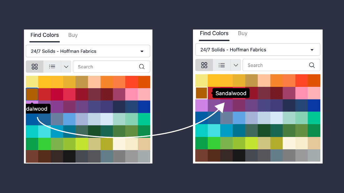 Find Colors: swatch tooltip placement