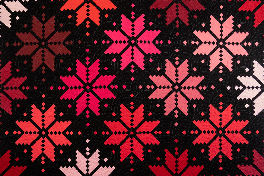 Knitted Star Quilt: Red Magenta Solids