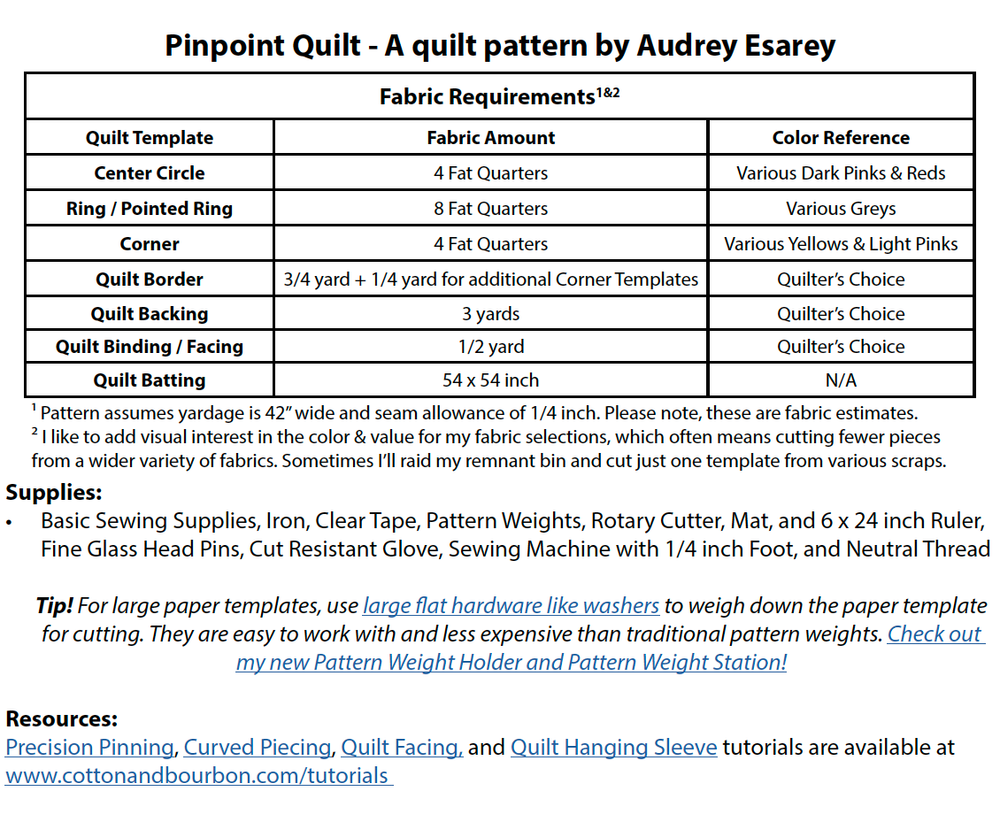 Pinpoint Quilt Pattern by Cotton and Bourbon